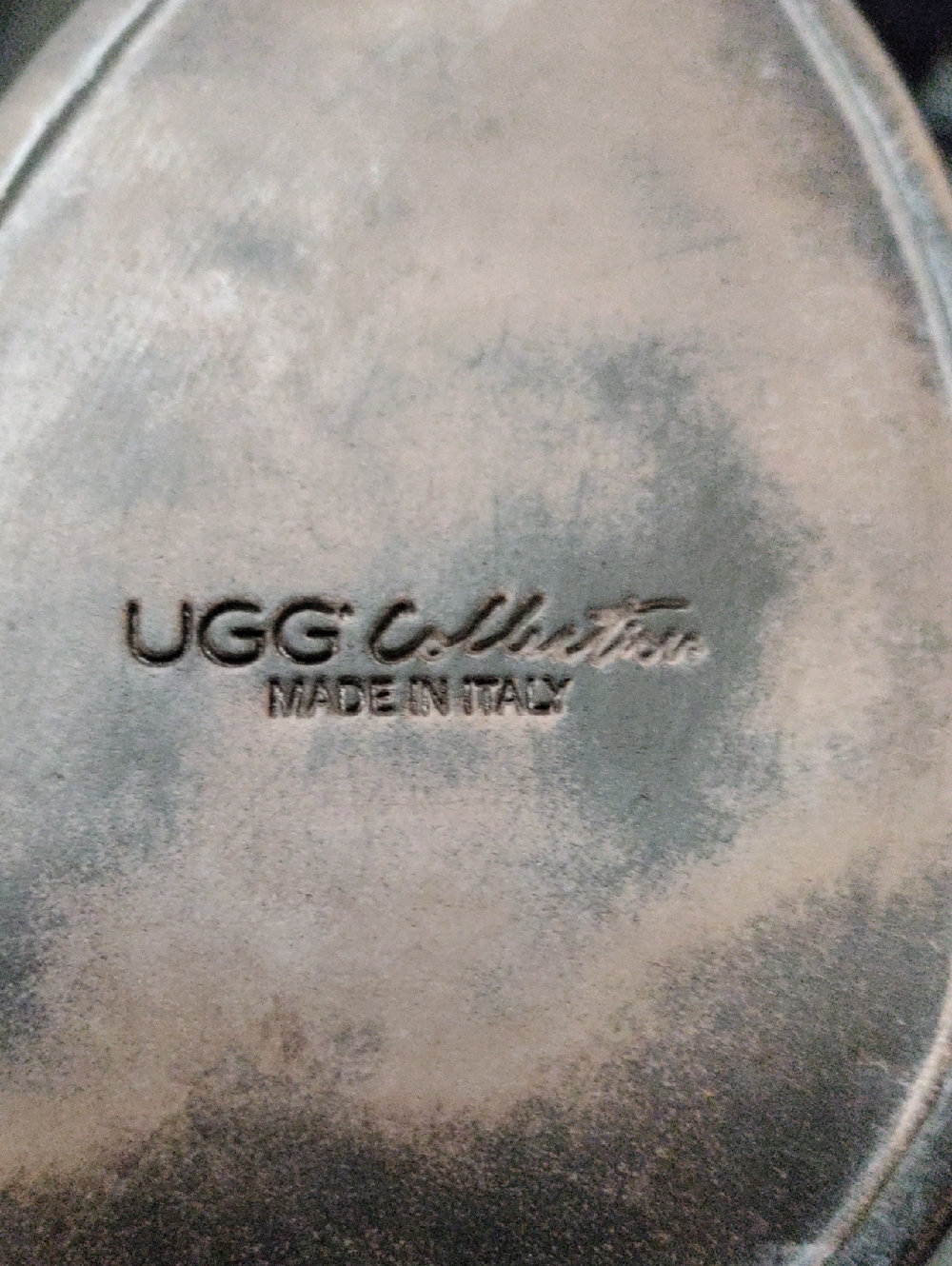 UGG Collection "Conchetta" Navy Blue Leather Moto/Combat Boots - Picture 7 of 8